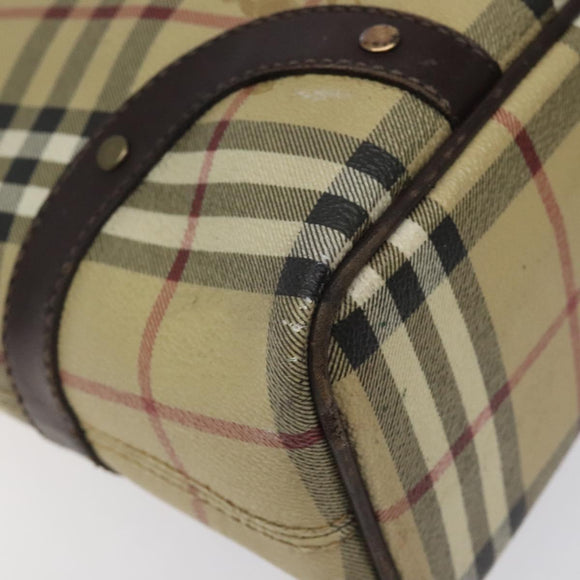BURBERRY Nova Check Hand Bag PVC Beige Auth KD523