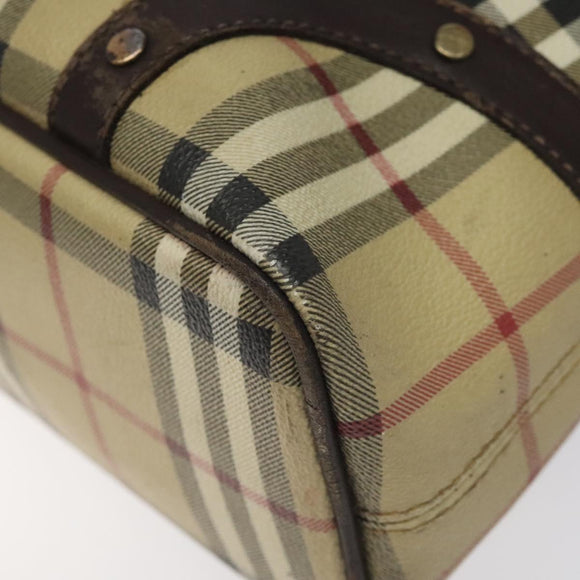 BURBERRY Nova Check Hand Bag PVC Beige Auth KD523