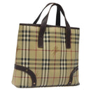 BURBERRY Nova Check Hand Bag PVC Beige Auth KD523-1