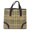 BURBERRY Nova Check Hand Bag PVC Beige Auth KD523-13