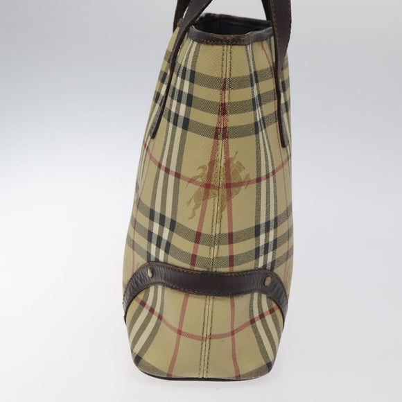 BURBERRY Nova Check Hand Bag PVC Beige Auth KD523