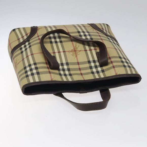 BURBERRY Nova Check Hand Bag PVC Beige Auth KD523
