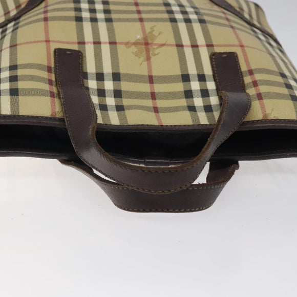 BURBERRY Nova Check Hand Bag PVC Beige Auth KD523