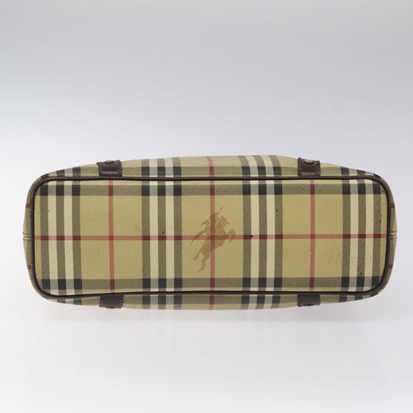 BURBERRY Nova Check Hand Bag PVC Beige Auth KD523