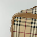 BURBERRY Nova Check Hand Bag PVC 2way Beige Gold Auth KD524-9
