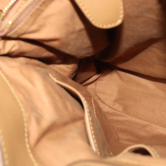 BURBERRY Nova Check Hand Bag PVC 2way Beige Gold Auth KD524