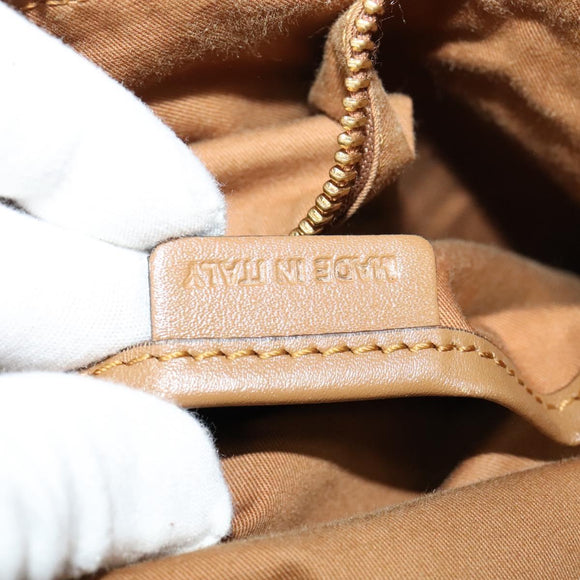 BURBERRY Nova Check Hand Bag PVC 2way Beige Gold Auth KD524