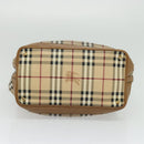 BURBERRY Nova Check Hand Bag PVC 2way Beige Gold Auth KD524-5