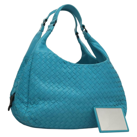 BOTTEGA VENETA INTRECCIATO Hand Bag Leather Blue Auth KD527AM