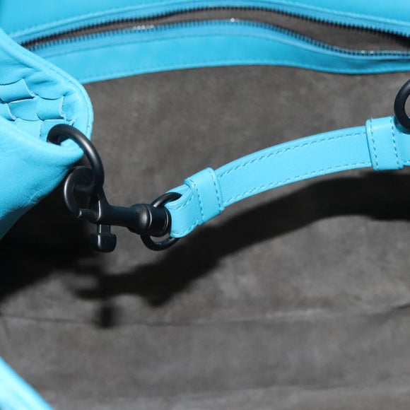 BOTTEGA VENETA INTRECCIATO Hand Bag Leather Blue Auth KD527AM