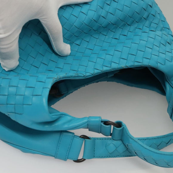 BOTTEGA VENETA INTRECCIATO Hand Bag Leather Blue Auth KD527AM