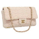 CHANEL Matelasse Chain Shoulder Bag tweed Pink CC Auth KD532-1