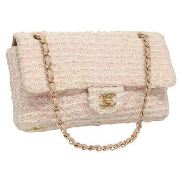 CHANEL Matelasse Chain Shoulder Bag tweed Pink CC Auth KD532