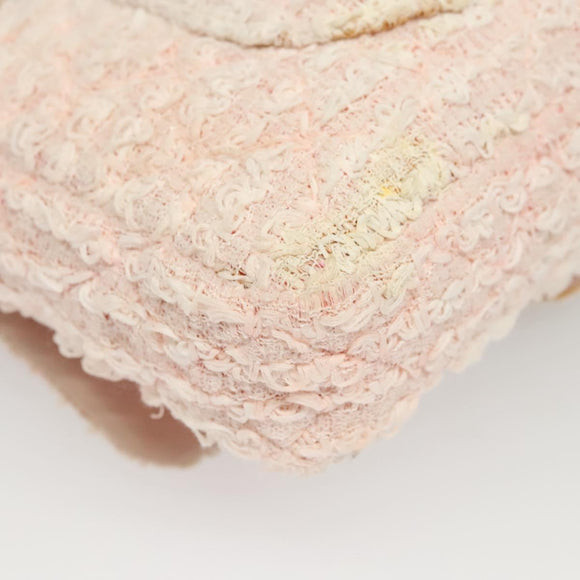 CHANEL Matelasse Chain Shoulder Bag tweed Pink CC Auth KD532