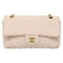 CHANEL Matelasse Chain Shoulder Bag tweed Pink CC Auth KD532-13