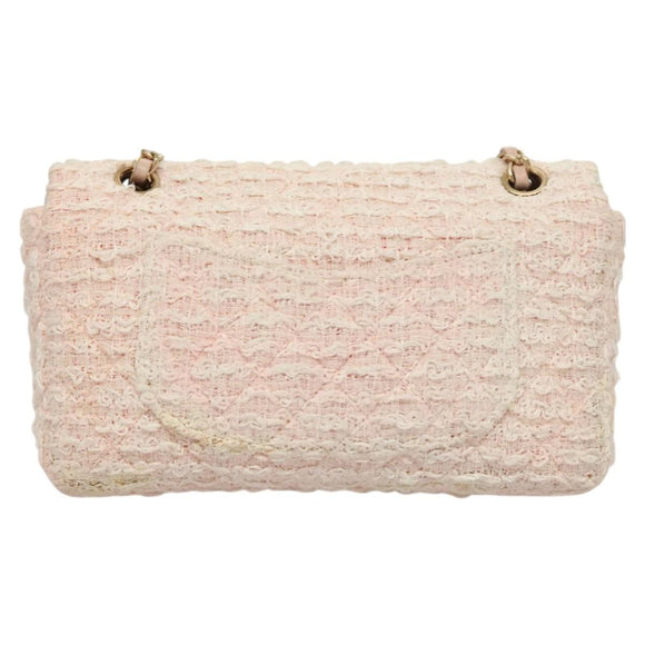 CHANEL Matelasse Chain Shoulder Bag tweed Pink CC Auth KD532