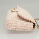 CHANEL Matelasse Chain Shoulder Bag tweed Pink CC Auth KD532-3