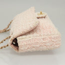 CHANEL Matelasse Chain Shoulder Bag tweed Pink CC Auth KD532-4