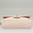 CHANEL Matelasse Chain Shoulder Bag tweed Pink CC Auth KD532-5