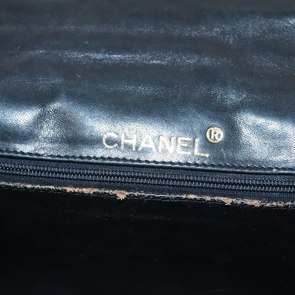 CHANEL Matelasse Chain Shoulder Bag Lamb Skin Black CC Auth KD533