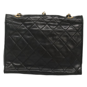 CHANEL Matelasse Chain Shoulder Bag Lamb Skin Black CC Auth KD533 - 0