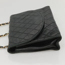 CHANEL Matelasse Chain Shoulder Bag Lamb Skin Black CC Auth KD533-4