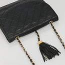 CHANEL Matelasse Chain Shoulder Bag Lamb Skin Black CC Auth KD533-6