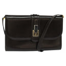 GUCCI Shoulder Bag Leather Brown Gold Silver Auth KD536-1