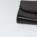 GUCCI Shoulder Bag Leather Brown Gold Silver Auth KD536-8