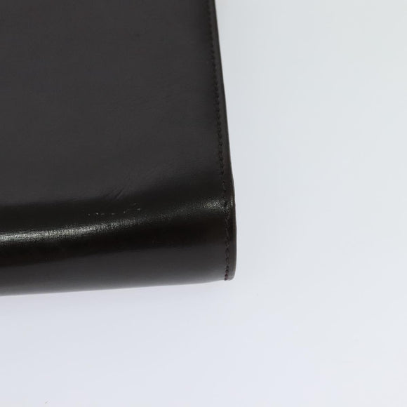 GUCCI Shoulder Bag Leather Brown Gold Silver Auth KD536