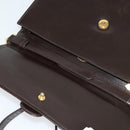 GUCCI Shoulder Bag Leather Brown Gold Silver Auth KD536-9