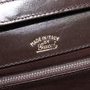 GUCCI Shoulder Bag Leather Brown Gold Silver Auth KD536-10