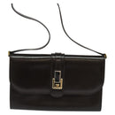 GUCCI Shoulder Bag Leather Brown Gold Silver Auth KD536-13