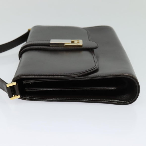 GUCCI Shoulder Bag Leather Brown Gold Silver Auth KD536