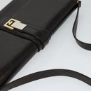 GUCCI Shoulder Bag Leather Brown Gold Silver Auth KD536-6