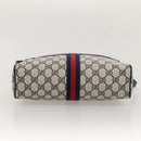 GUCCI GG Supreme Sherry Line Bag PVC Navy Gold Red 42 01 4071 Auth KD539-5