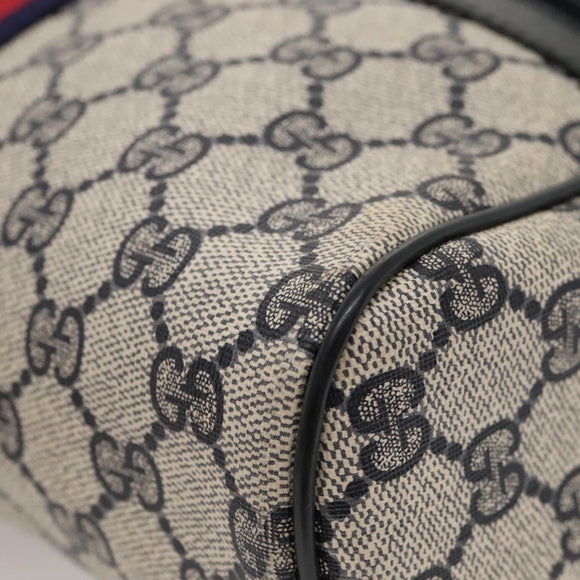 GUCCI GG Supreme Sherry Line Bag PVC Navy Gold Red 42 01 4071 Auth KD539