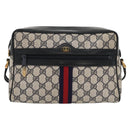 GUCCI GG Supreme Sherry Line Bag PVC Navy Gold Red 42 01 4071 Auth KD539-13