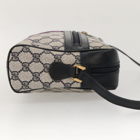 GUCCI GG Supreme Sherry Line Bag PVC Navy Gold Red 42 01 4071 Auth KD539