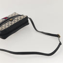 GUCCI GG Supreme Sherry Line Bag PVC Navy Gold Red 42 01 4071 Auth KD539-7