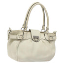 Salvatore Ferragamo Gancini Shoulder Bag Leather White Silver Auth KD545-1
