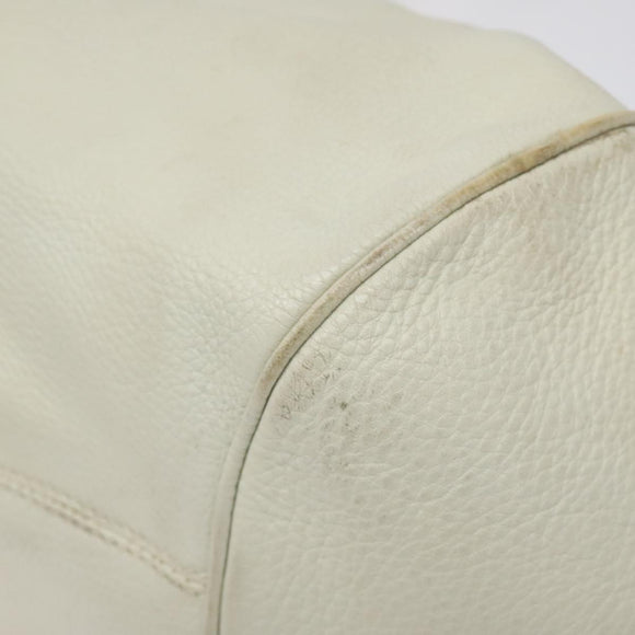 Salvatore Ferragamo Gancini Shoulder Bag Leather White Silver Auth KD545