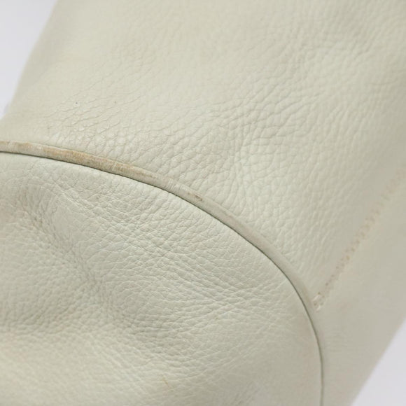 Salvatore Ferragamo Gancini Shoulder Bag Leather White Silver Auth KD545