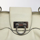 Salvatore Ferragamo Gancini Shoulder Bag Leather White Silver Auth KD545-17