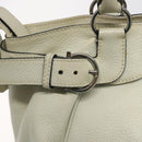 Salvatore Ferragamo Gancini Shoulder Bag Leather White Silver Auth KD545-18
