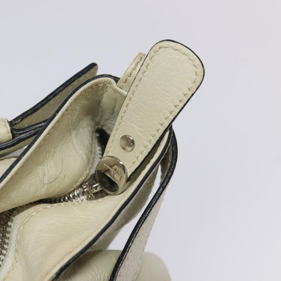 Salvatore Ferragamo Gancini Shoulder Bag Leather White Silver Auth KD545