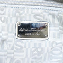 Salvatore Ferragamo Gancini Shoulder Bag Leather White Silver Auth KD545-20