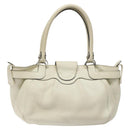 Salvatore Ferragamo Gancini Shoulder Bag Leather White Silver Auth KD545-2