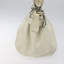 Salvatore Ferragamo Gancini Shoulder Bag Leather White Silver Auth KD545-3