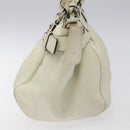 Salvatore Ferragamo Gancini Shoulder Bag Leather White Silver Auth KD545-4
